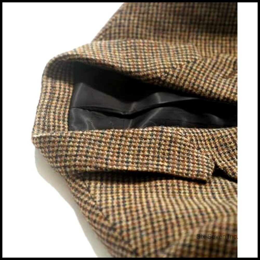 Wool Blend Blazer Jacket Single Breasted Lapel Plaid Business Work Coat - Picture 6 of 7